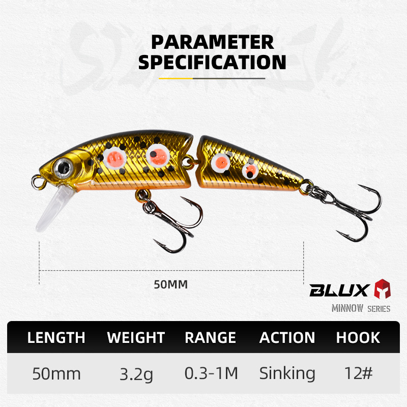 BLUX DR. Minnow Joint 50S Swim - Fishing Lure Swimbait recension och pris