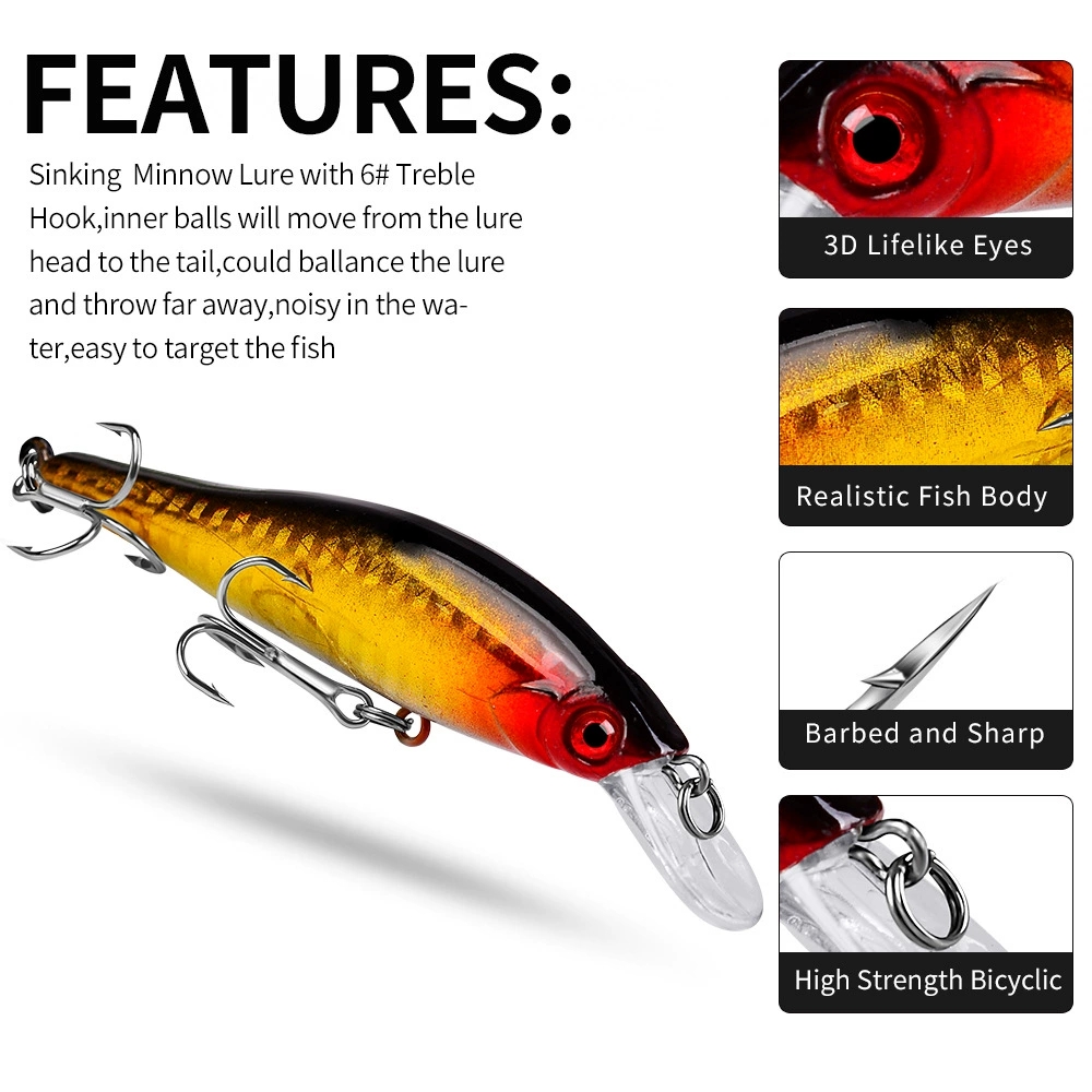 5 Colors Squid Sea Minnow Fish - Fishing Lure Jerkbait recension och pris